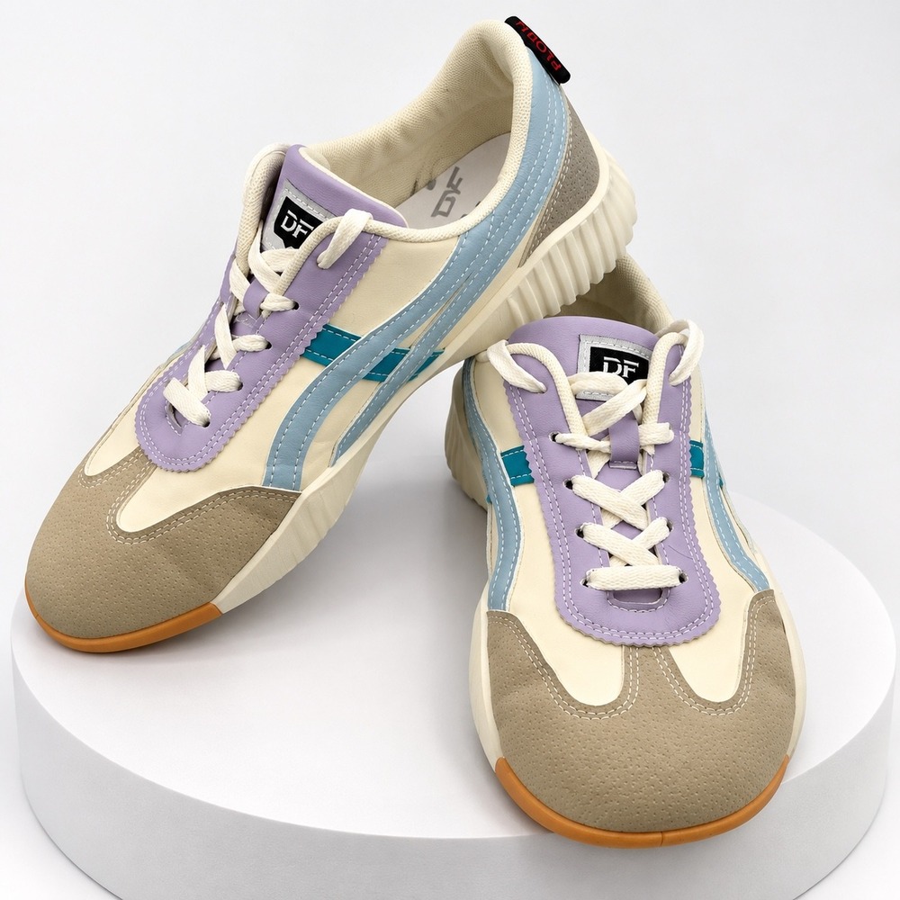 De Florance Italian Design Multi Color Pastel Ribbed Platform Sneakers Mens 10
